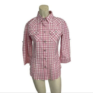 CAbi #410 Western Pink Plaid Western Shirt XS